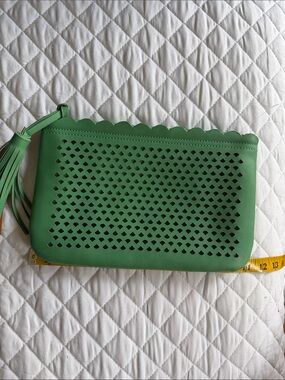 Green Perforated Wristlet Clutch - Women's Bag